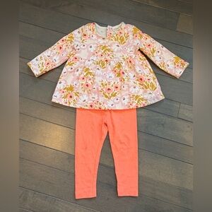 Cat & Jack Pink Floral Top with Orange Leggings